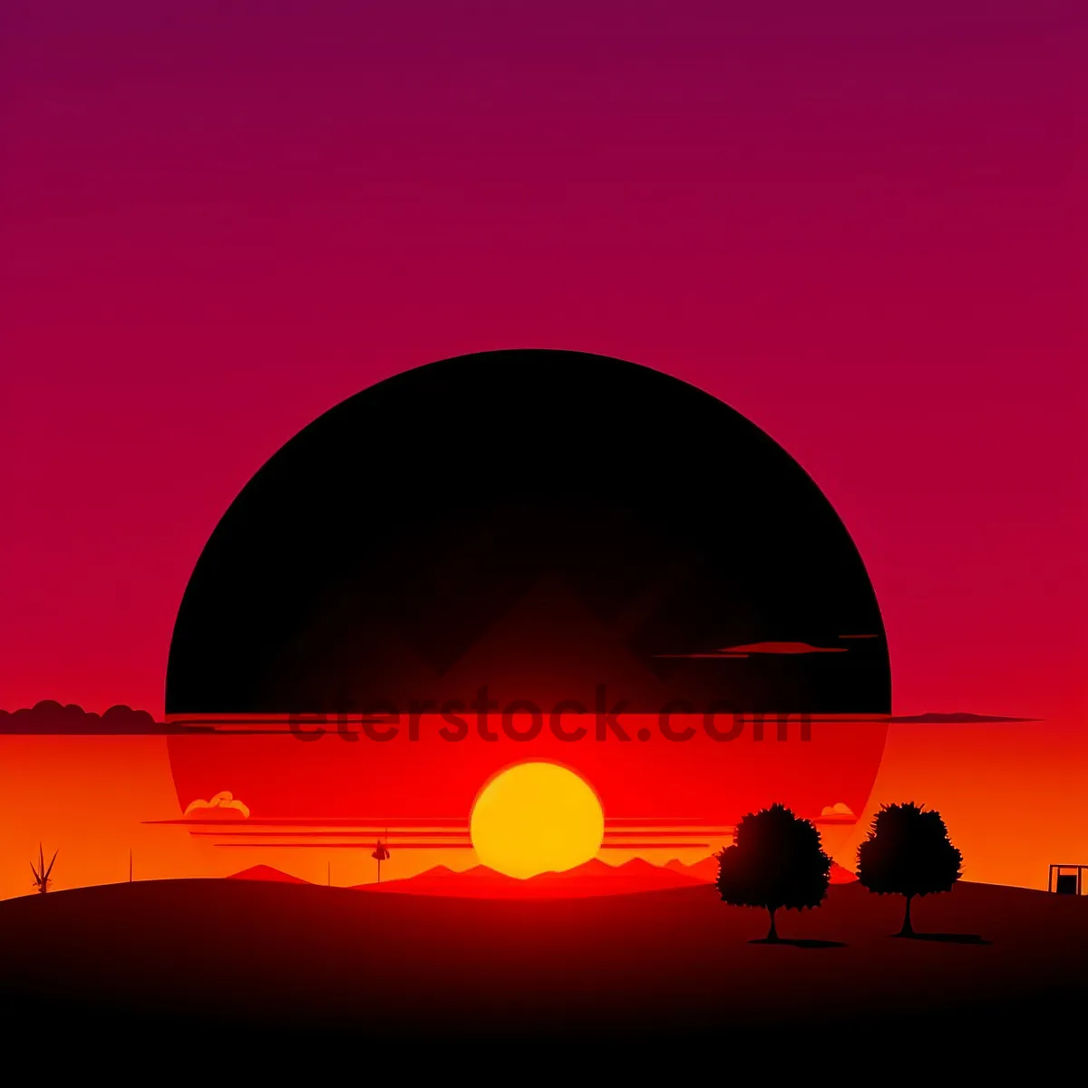 Picture of Vibrant sunset over the rural countryside