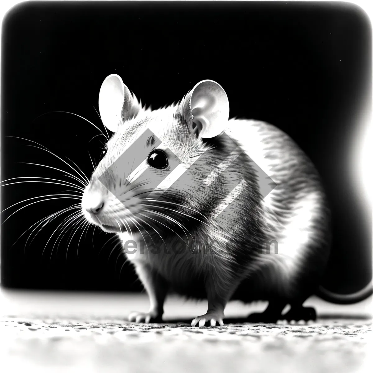 Picture of Adorable Furry Gray Mouse with Whiskers