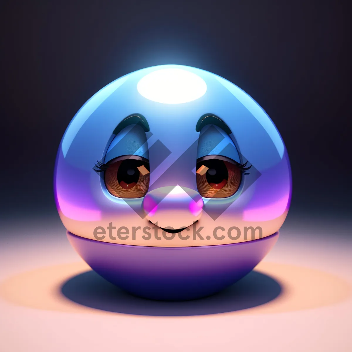 Picture of Cartoon Happy Face Icon with 3D Expressions