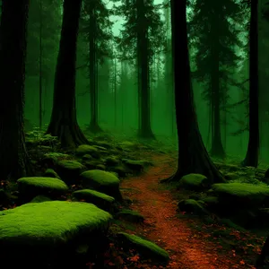 Tranquil Spring Path through Sunlit Forest