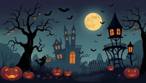 Spooky Halloween Night - Black Silhouette Moon Design