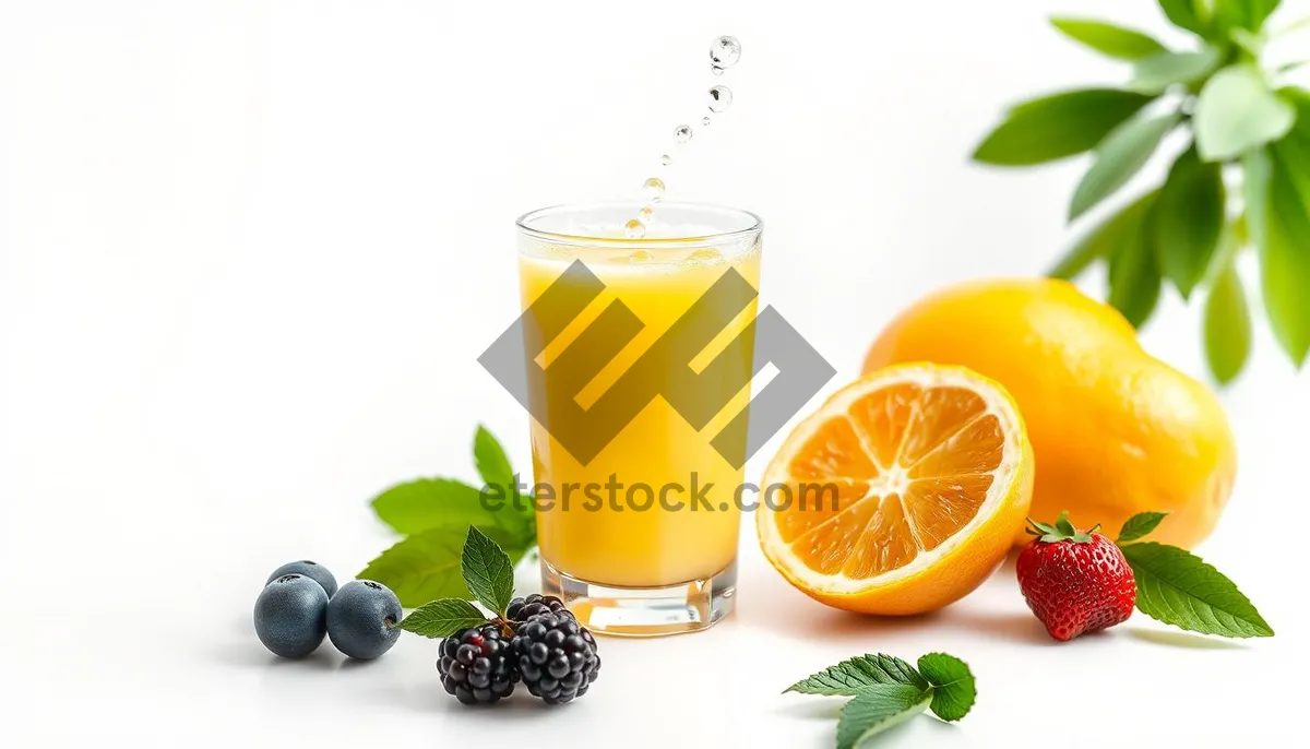 Picture of Refreshing Orange Citrus Cocktail with Ice and Lemon Slice