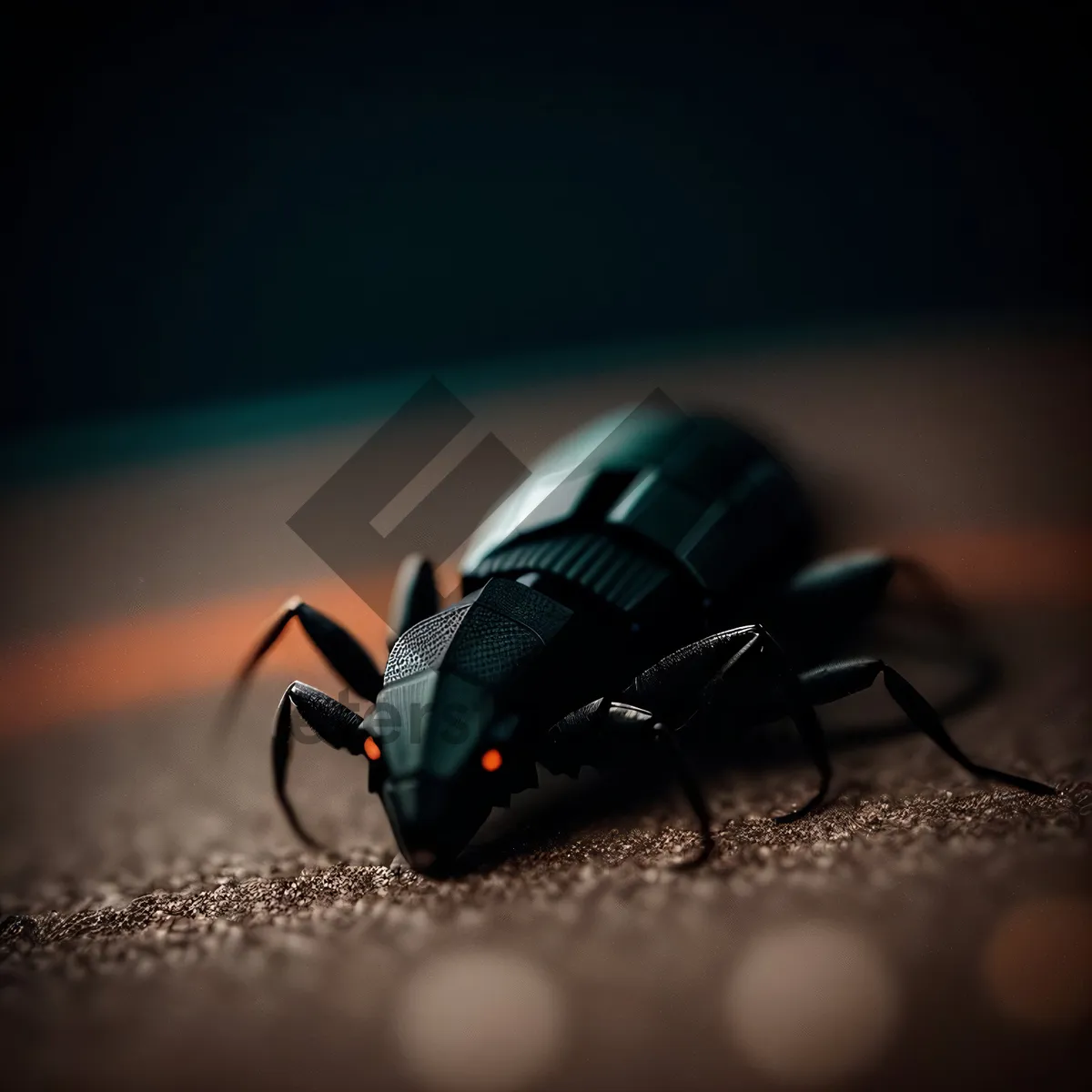 Picture of Black Ground Beetle - Close-up Insect Macro Photography