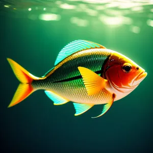 Golden Fin Swim: Orange Goldfish in Underwater Aquarium