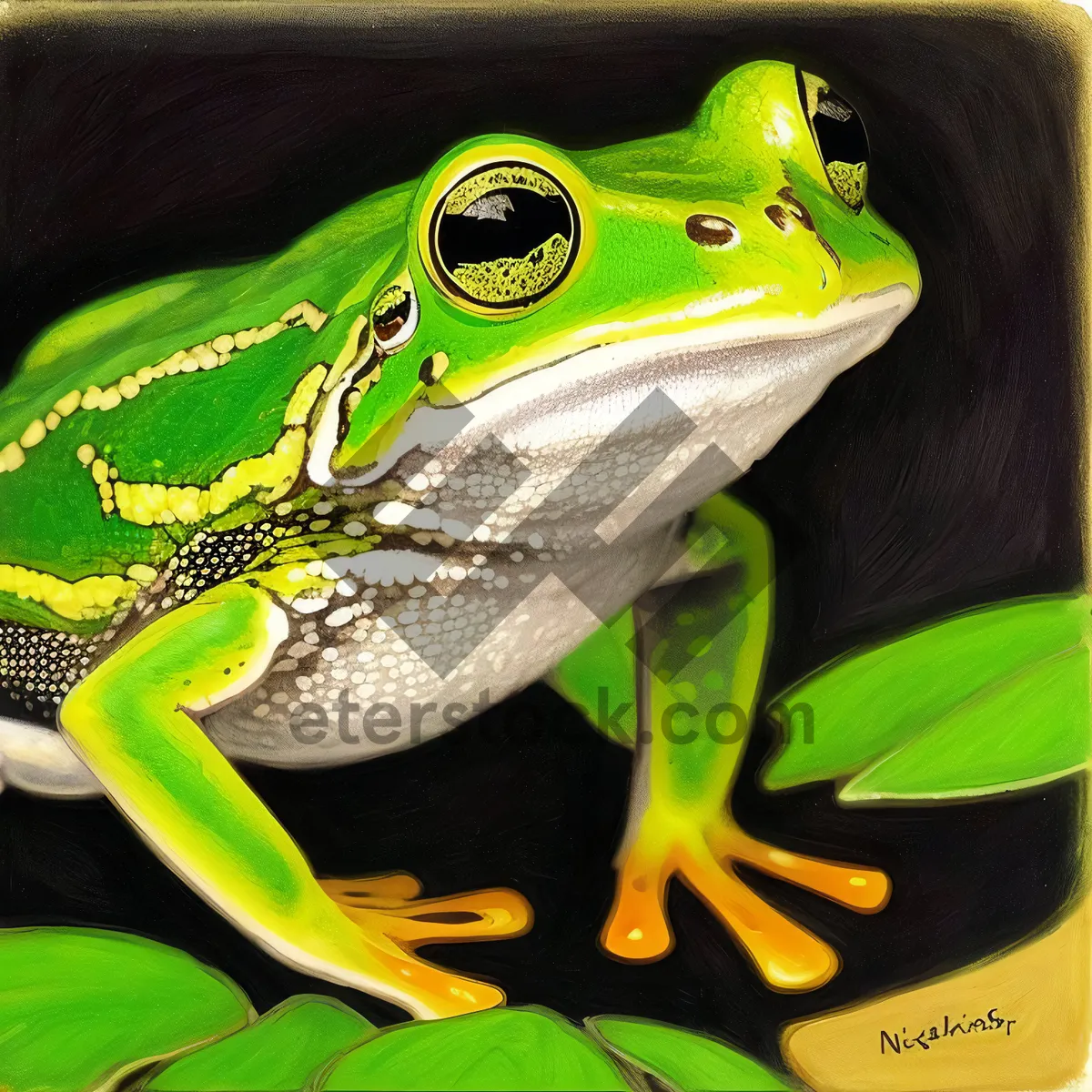 Picture of Vibrant Eye Frog Peeping from Tree