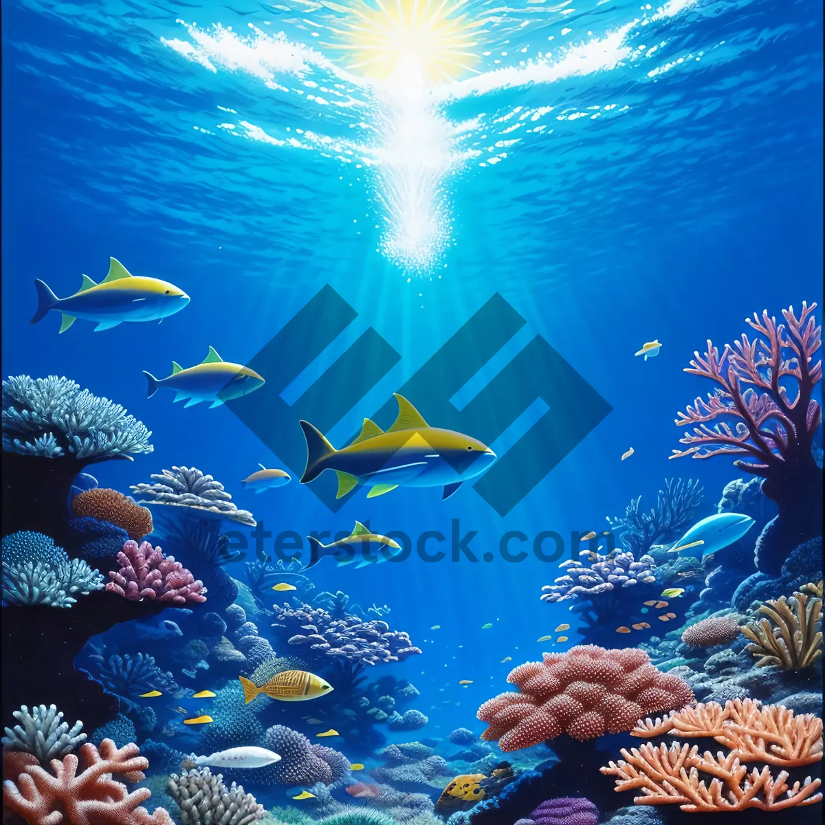 Picture of Colorful Coral Reef in Sunlit Tropical Waters