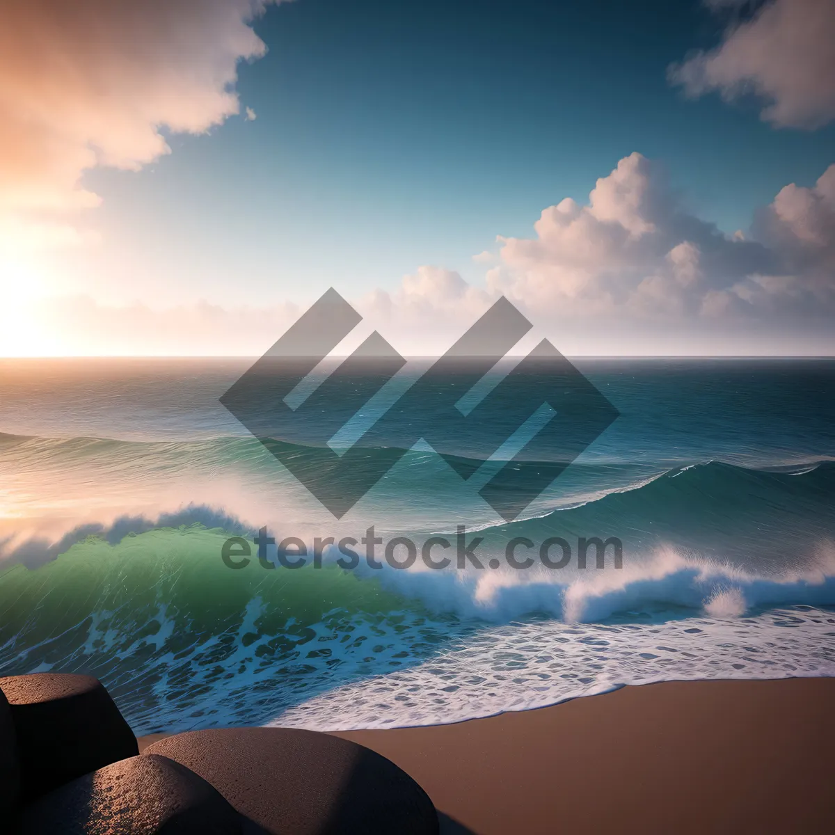 Picture of Tranquil Sunset Seascape on Tropical Beach