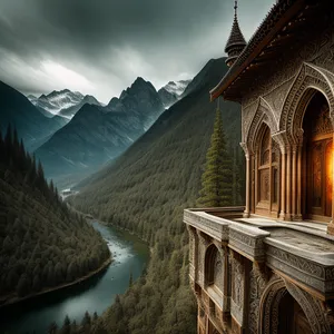 Majestic Monastery Standing Amidst Serene Landscape