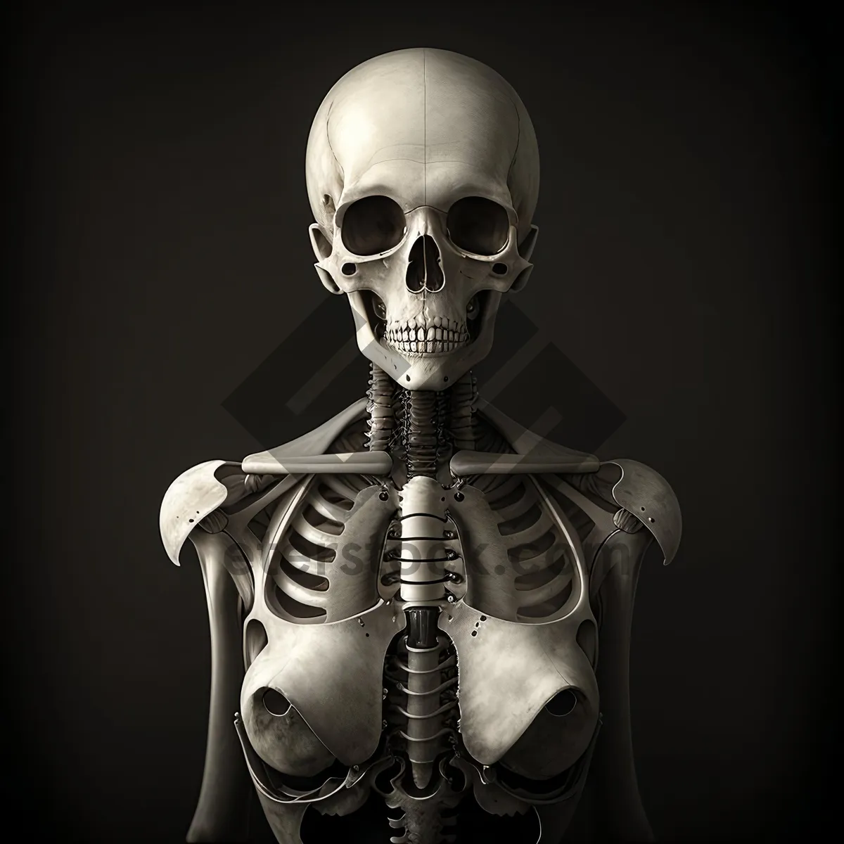 Picture of Spooky Skeleton Skull in Black