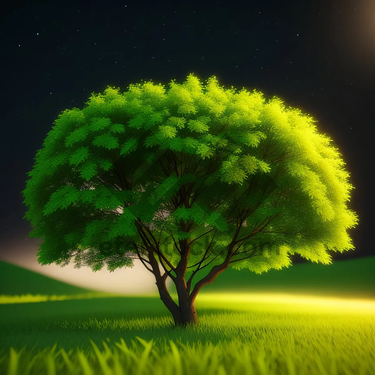Picture of Serene Summer Meadow Under Clear Blue Sky