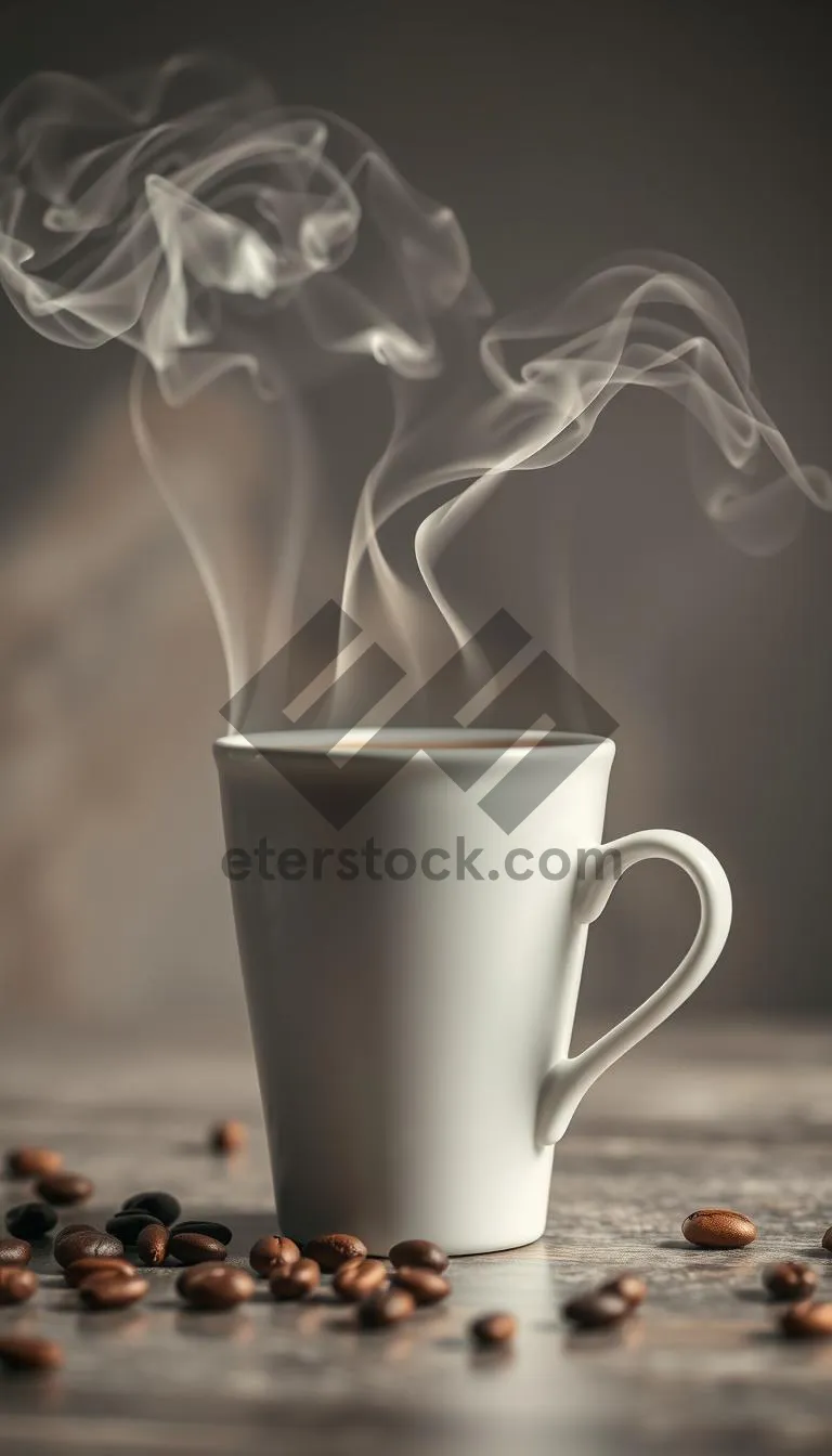 Picture of Black hot coffee in mug on table