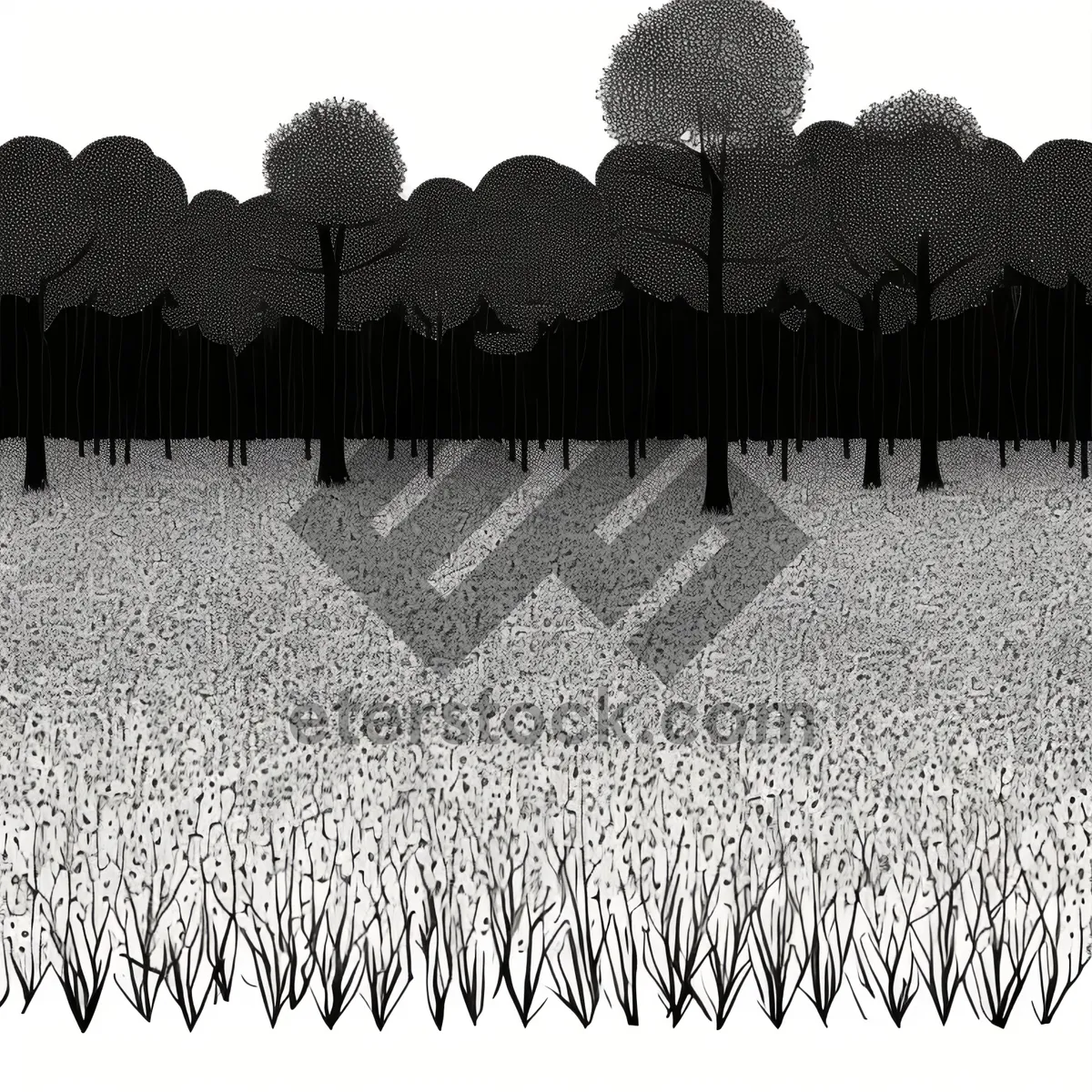 Picture of Vibrant Farm Landscape with Farmer and Trees