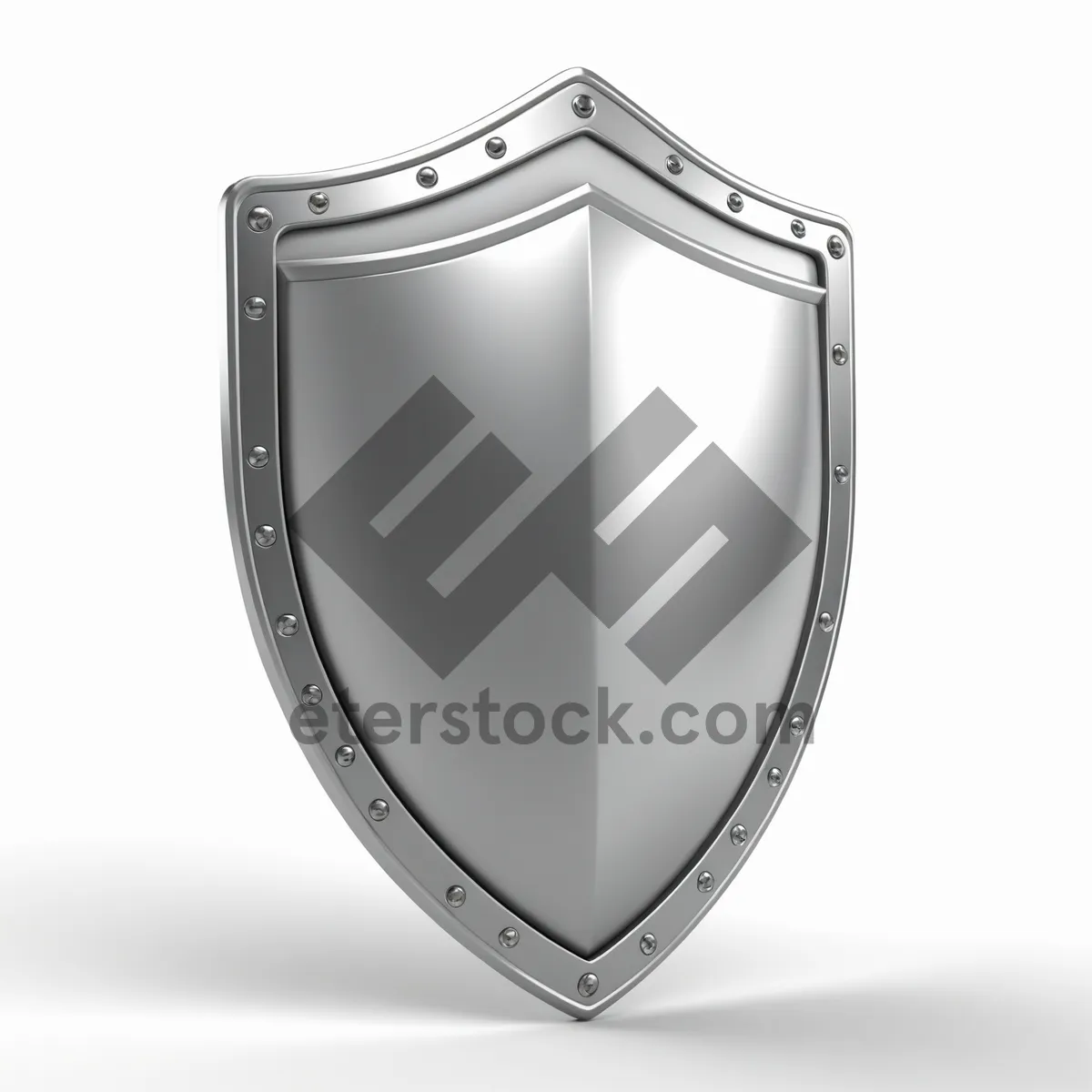 Picture of Shiny metallic shield emblem with heart symbol.