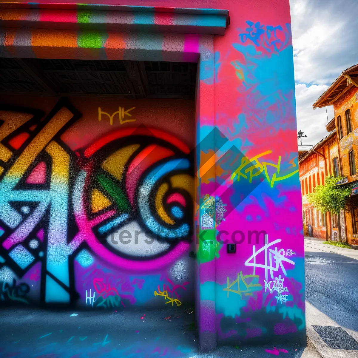 Picture of Vibrant Urban Art Alley: Modern Graphic Decoration