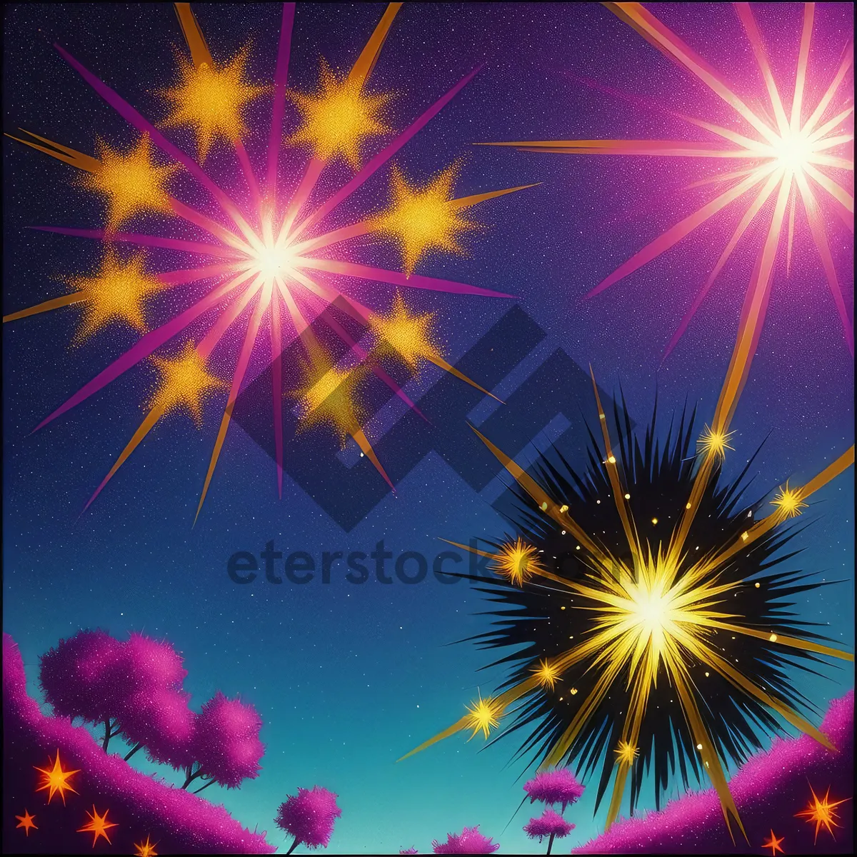 Picture of Colorful fireworks burst in the night sky