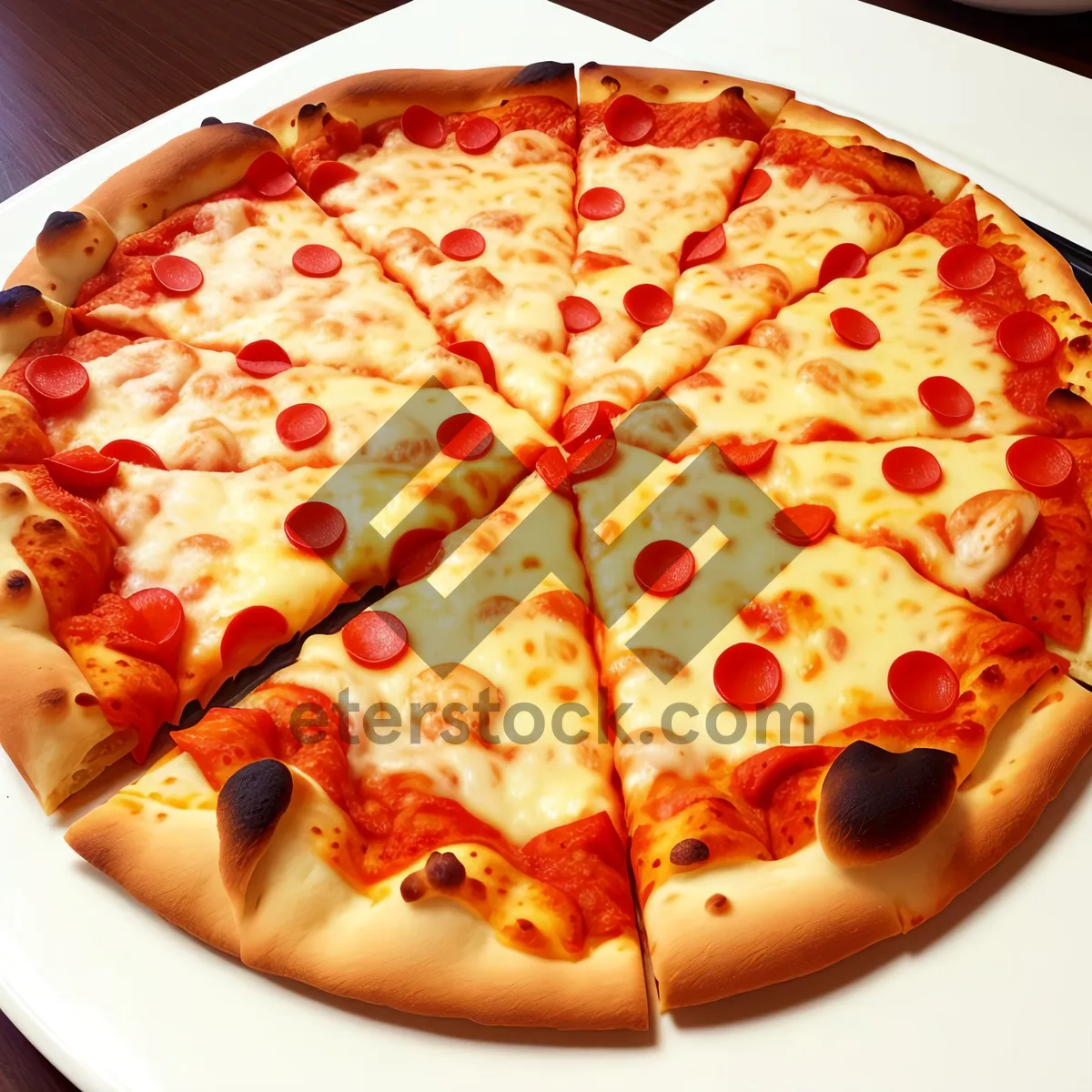 Picture of Deliciously Melting Pizza with Pepperoni and Mozzarella
