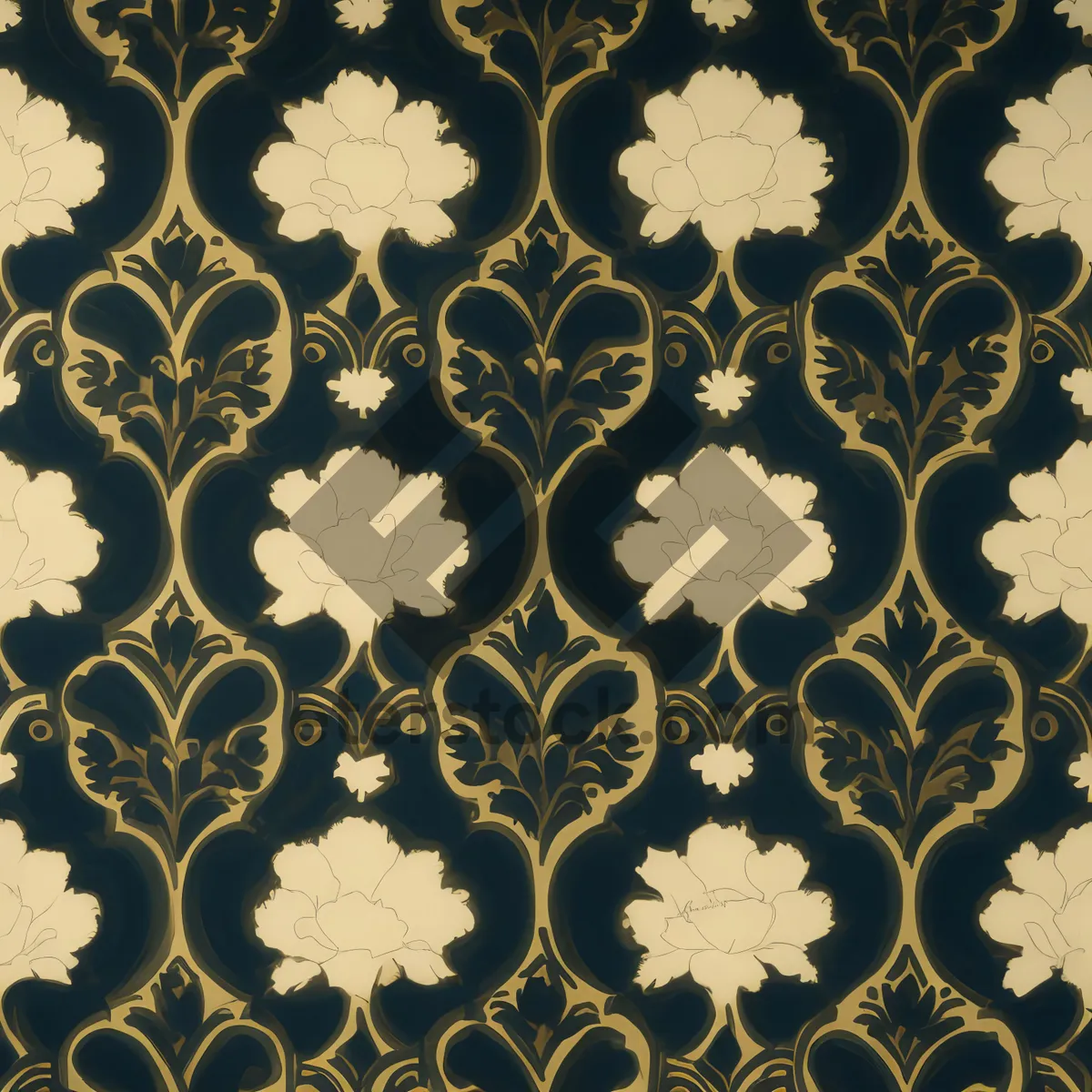 Picture of Vintage Floral Curtain Design Texture.