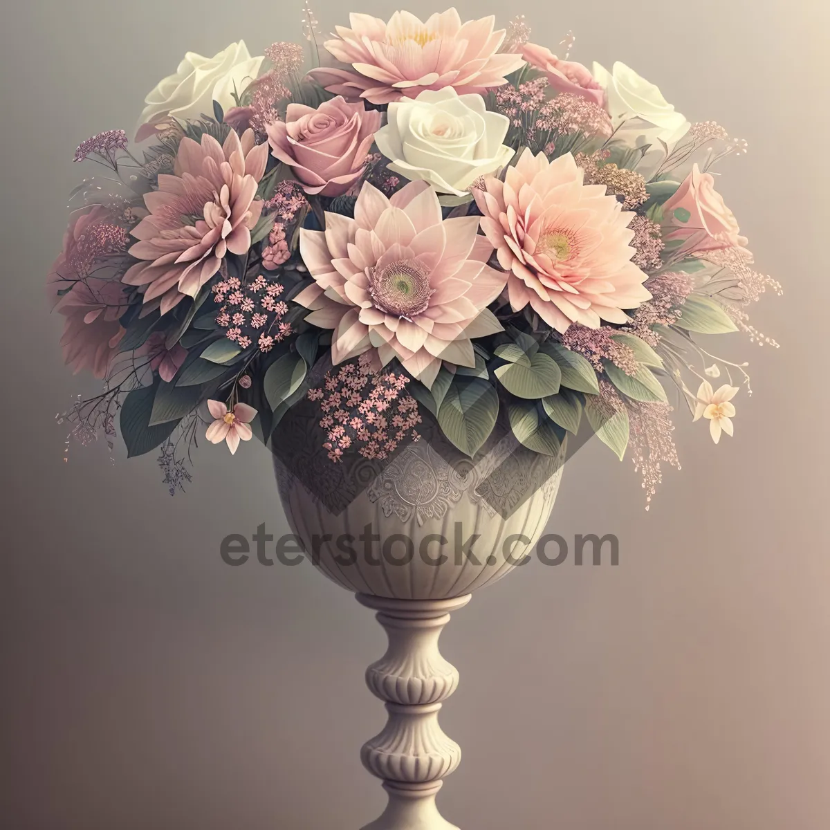 Picture of Exquisite Pink Floral Arrangement with Glass Goblet