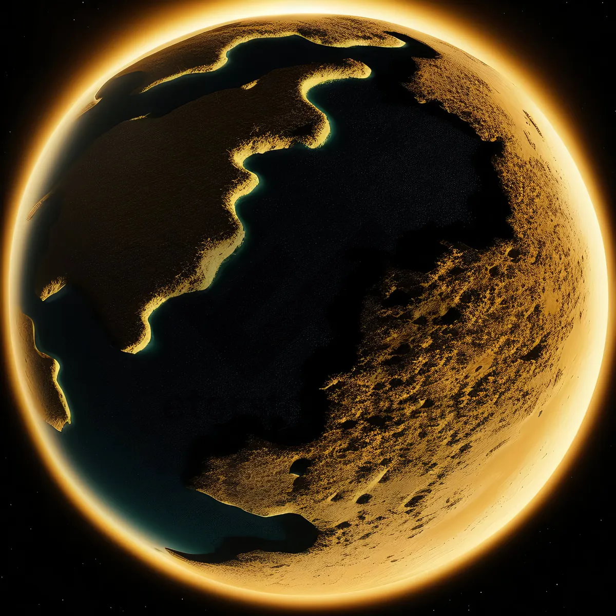 Picture of Dark space planet with coffee cup light bulb