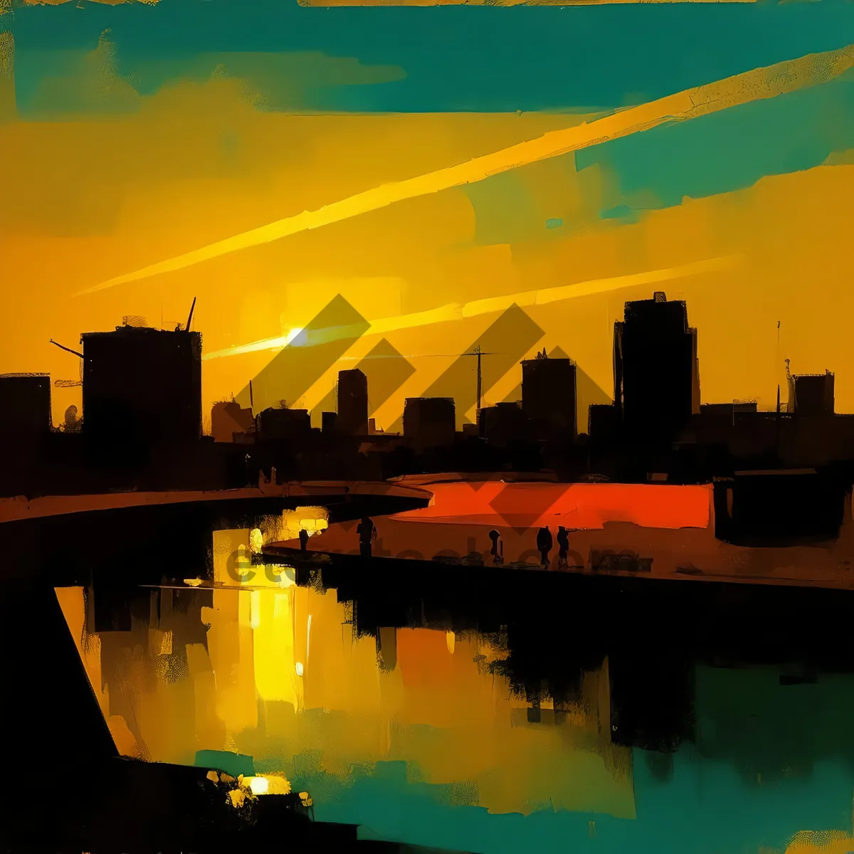 Picture of Modern City Skyline at Sunset