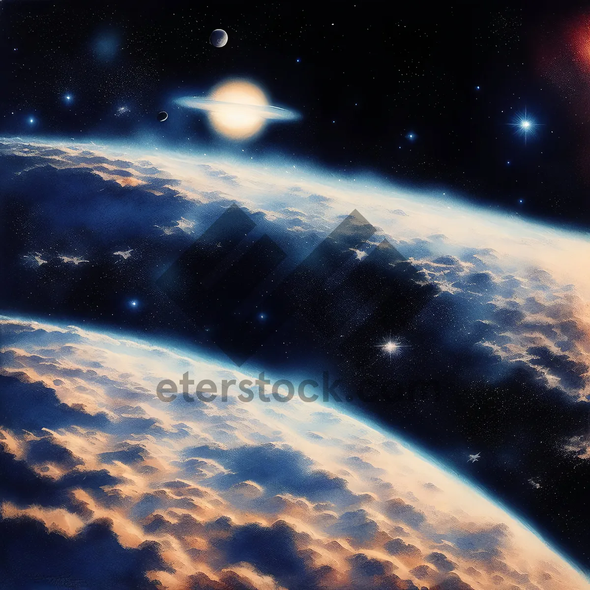 Picture of Moonlit celestial sky with glowing stars