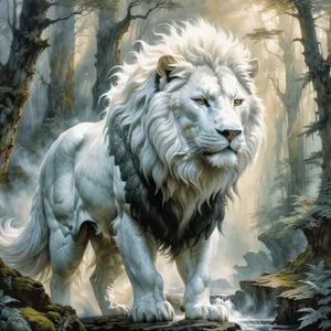 Majestic lioness with intense gaze in the wild.