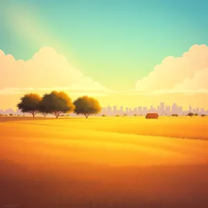 Ethereal Sunset Over Desert Horizon