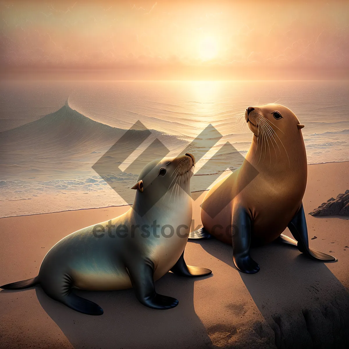 Picture of Playful Arctic Sea Lion on a Sandy Beach