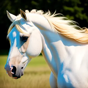 Majestic Thoroughbred Stallion Galloping in Meadow