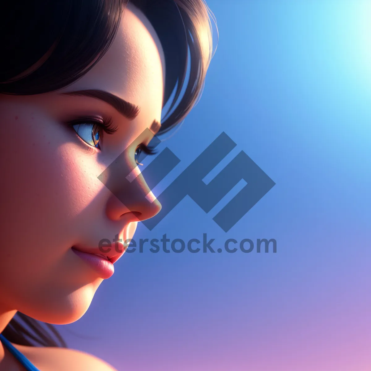 Picture of Radiant Beauty: Closeup of Attractive Model with Flawless Skin