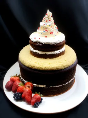 Decadent Berry Chocolate Cake with Mint Ice Cream