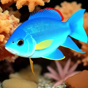 Vibrant Goldfish Swimming in Coral Reef Aquarium