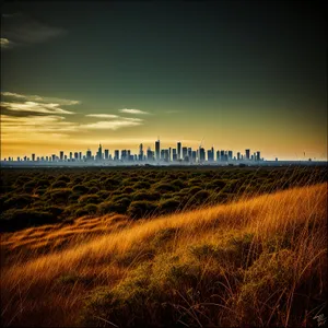 Golden Horizon: Majestic Sunset over Rural Landscape