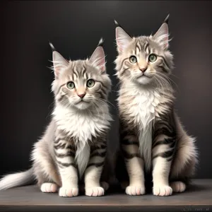 Fluffy Gray Tabby Kitty Posing for Portrait