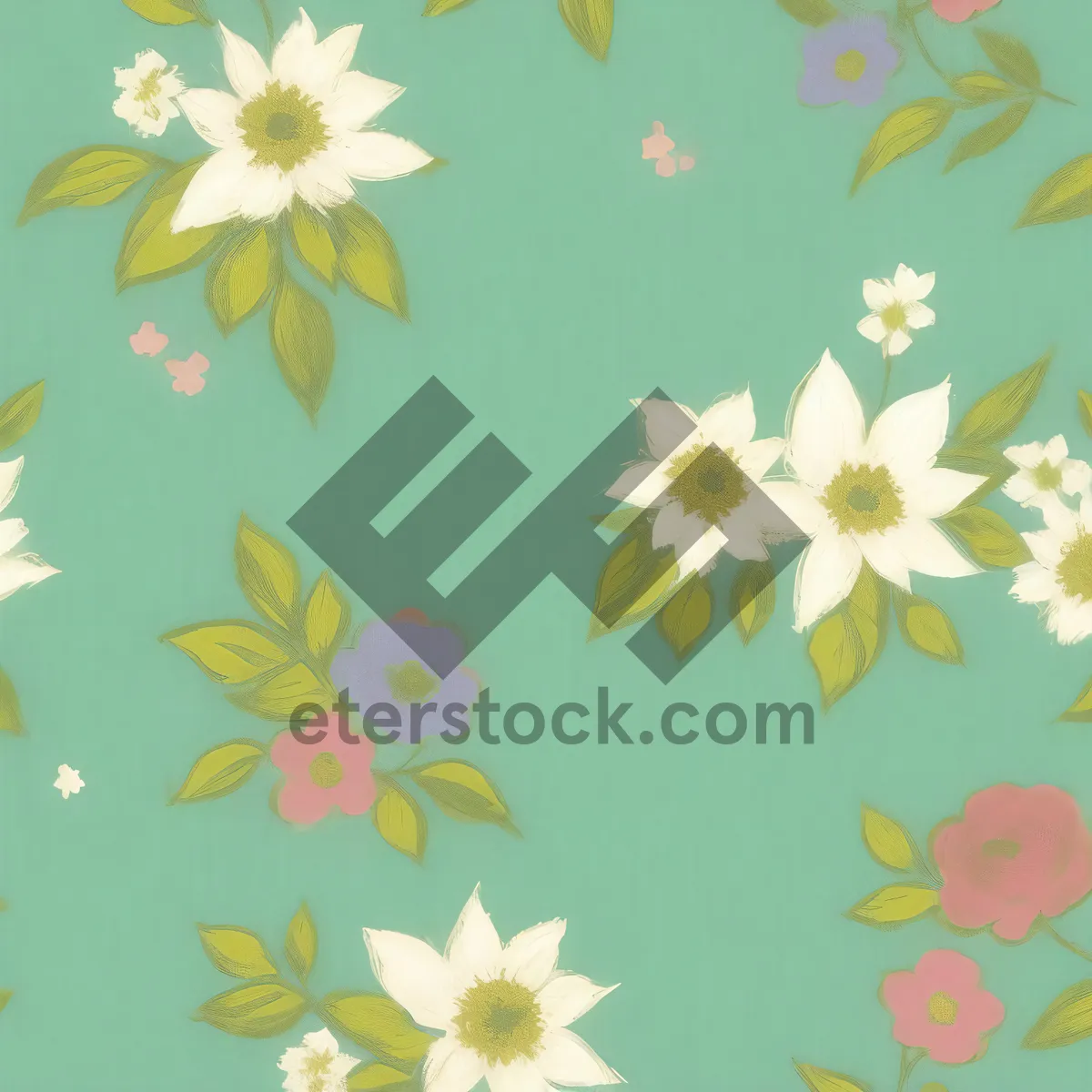 Picture of Retro Floral Wallpaper Pattern Texture Vintage Summer Design