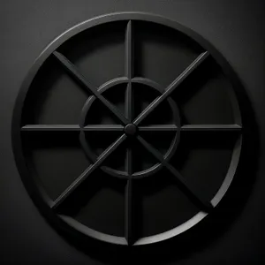 Shiny Metal Round Icon Button with Black Rim
