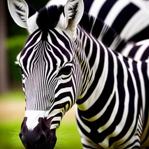 Striped Equine Beauty Grazing in African Grasslands