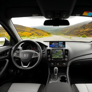 Modern Car Cockpit with Speed Control Panel