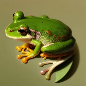 Vibrant-eyed Orange Tree Frog Peeking Out