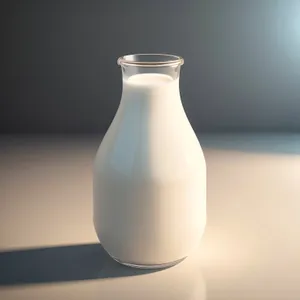Transparent Milk Bottle on Laboratory Beaker