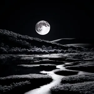 Starry Night Over Moonlit Water: Celestial Reflections
