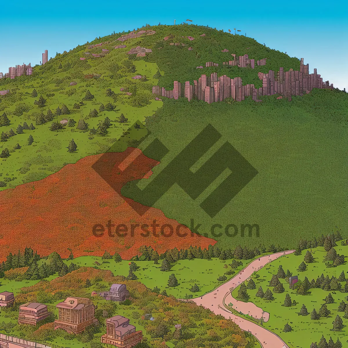 Picture of Serene Mountain Landscape with Rolling Hills and Clear Skies