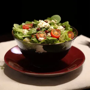 Fresh vegetable salad with guacamole and pepper.