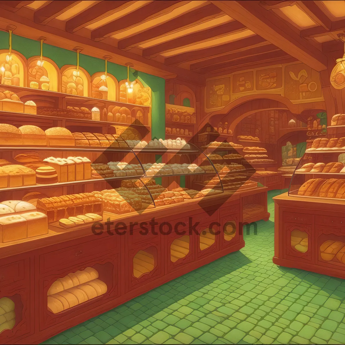 Picture of Cozy Bakery Shop Counter Interior