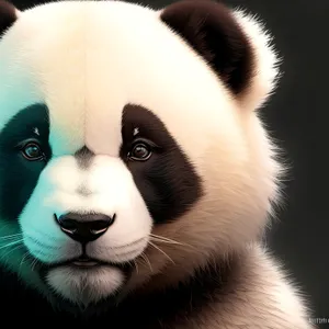 Cute giant panda bear with black fur and enchanting eyes