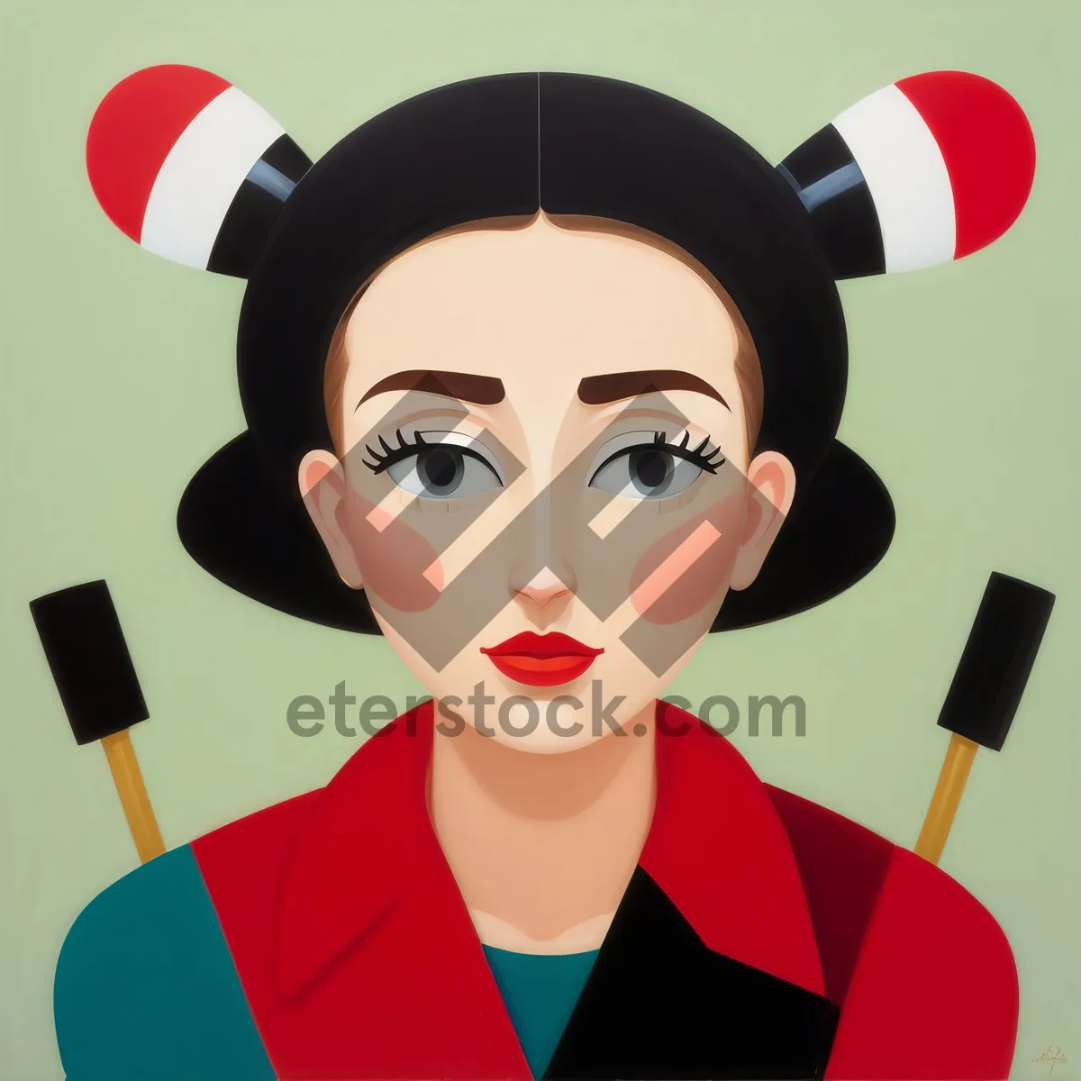 Picture of Cartoon sorcerer with mustache in clip art style