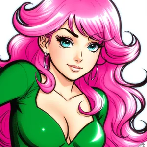 Cute Cartoon DJ with Coquette Haircut - Artistic Clip Art