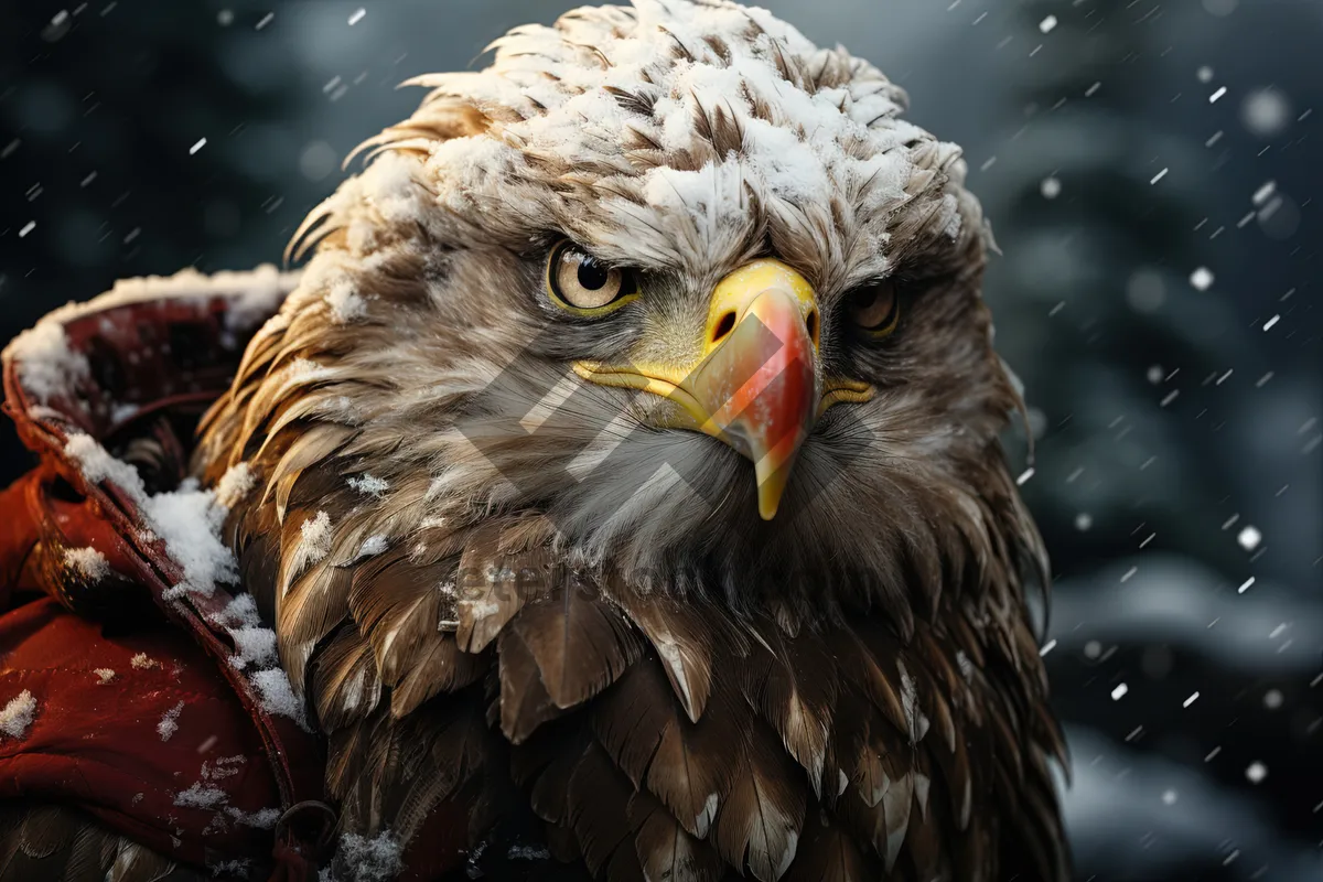 Picture of Predatory Eagle Stares with Intense Yellow Eyes