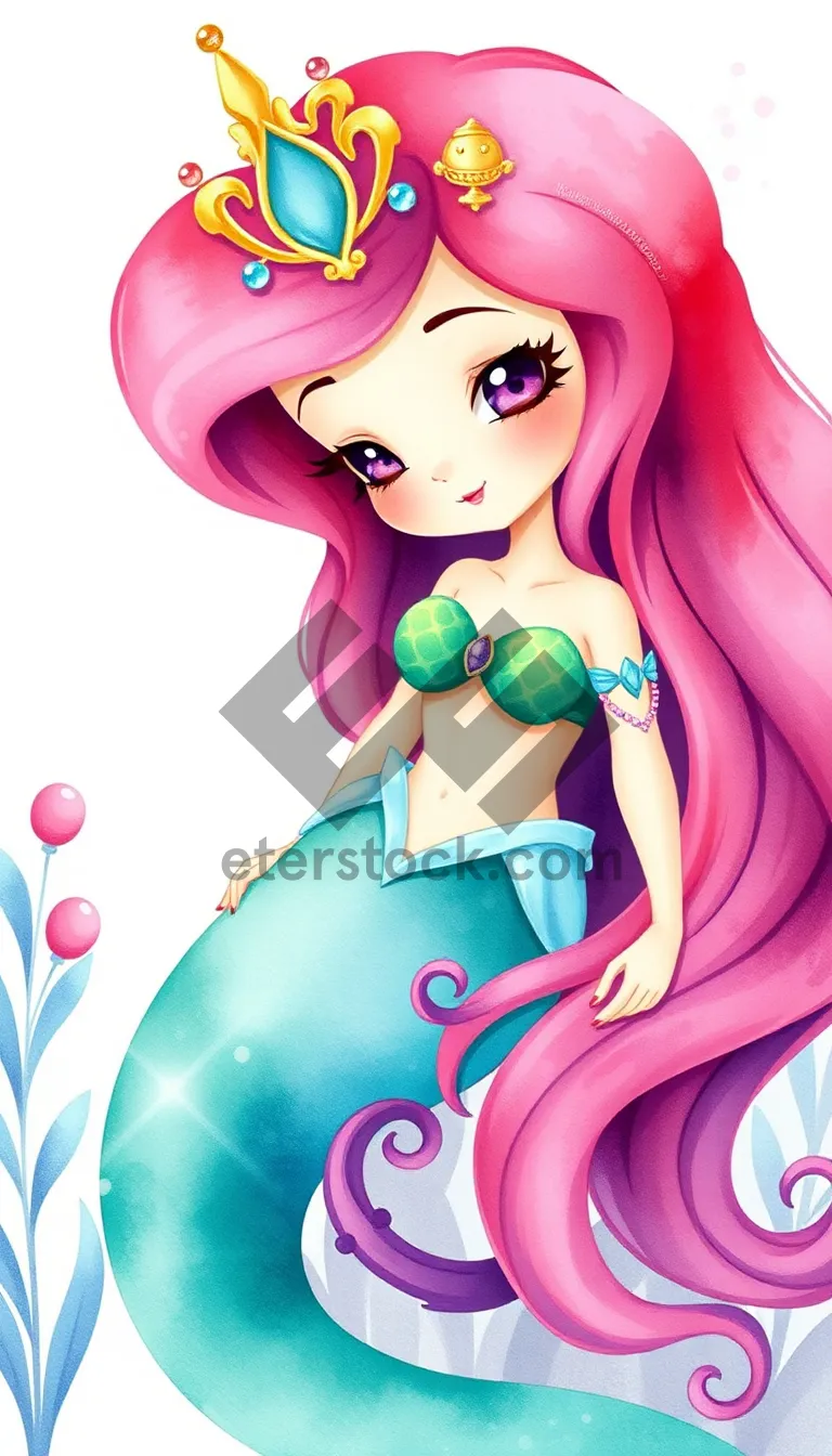 Picture of Princess under the moonlight in cute cartoon style
