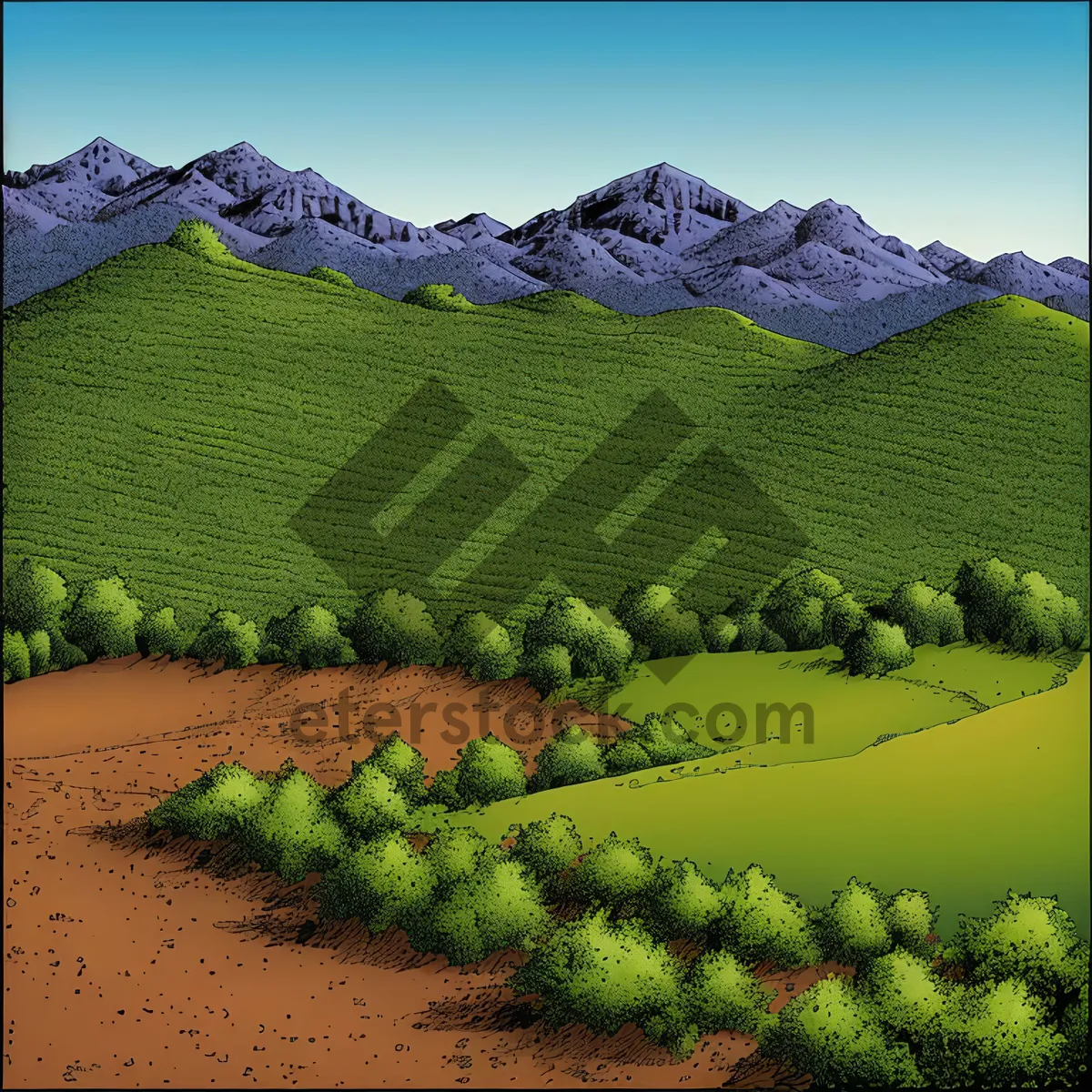 Picture of Scenic Wine Country Landscape with Growing Vineyards